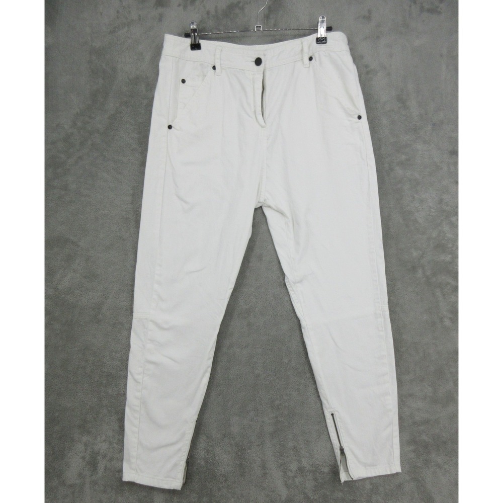 Camilla and Marc Jeans Women Size 28 White Poker Denim Ankle Zip Slim White